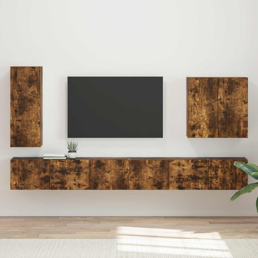 TV falit kabinet szett Falra szerelhető 6 pcs Füstölt tölgy