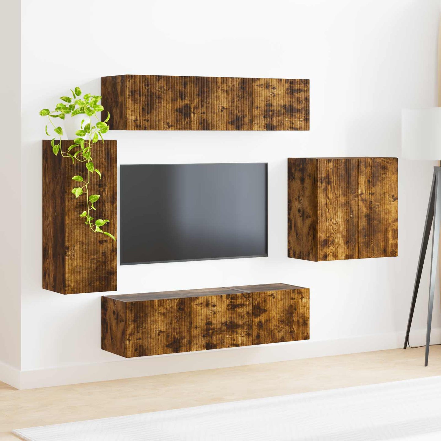 TV falit kabinet szett Falra szerelhető 6 pcs Füstölt tölgy