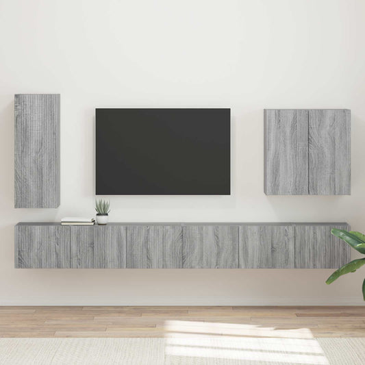TV falit kabinet szett Falra szerelhető 6 pcs Szürke Sonoma