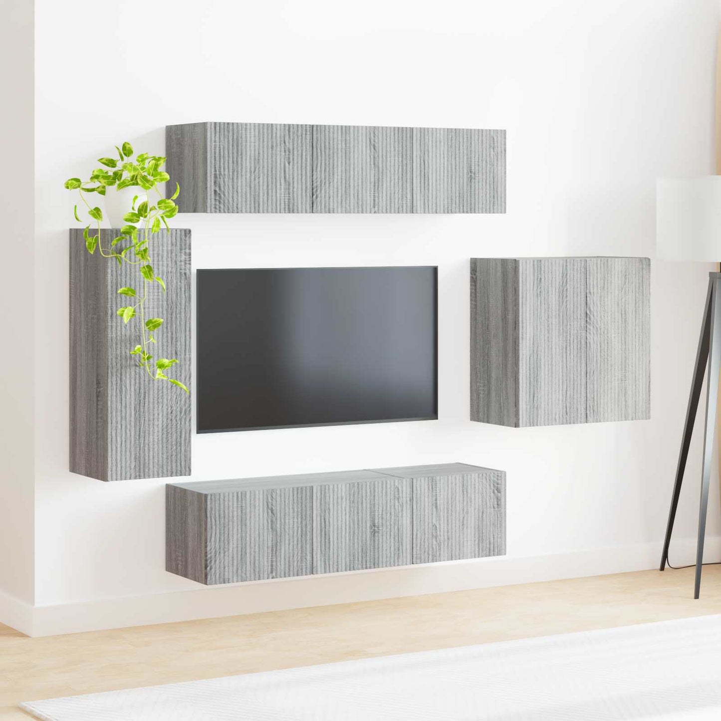 TV falit kabinet szett Falra szerelhető 6 pcs Szürke Sonoma