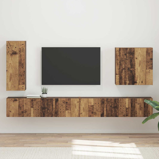 TV falit kabinet szett Falra szerelhető 6 pcs Öreg fa