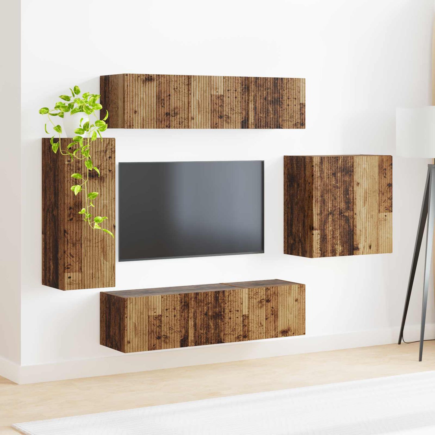 TV falit kabinet szett Falra szerelhető 6 pcs Öreg fa