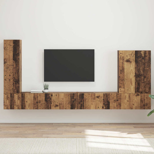 TV falit kabinet szett Falra szerelhető 6 pcs Öreg fa