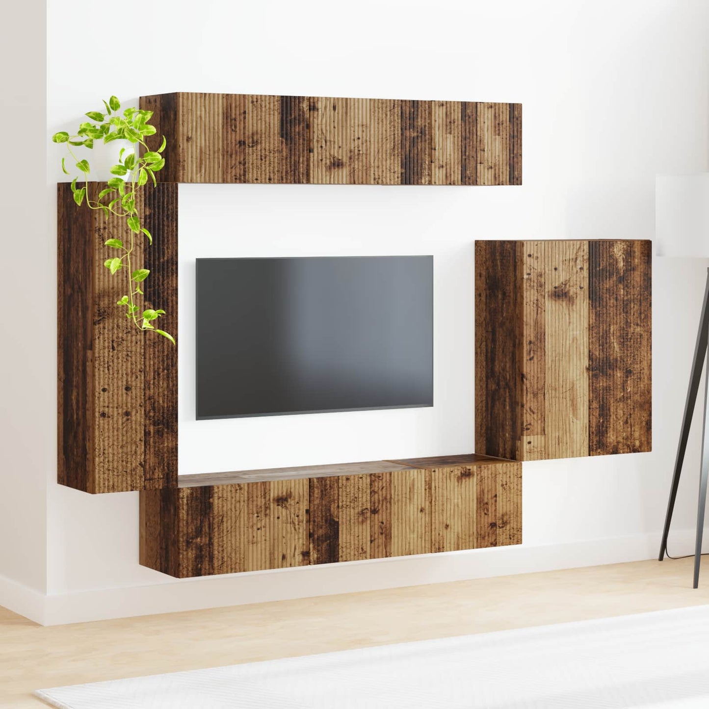 TV falit kabinet szett Falra szerelhető 6 pcs Öreg fa