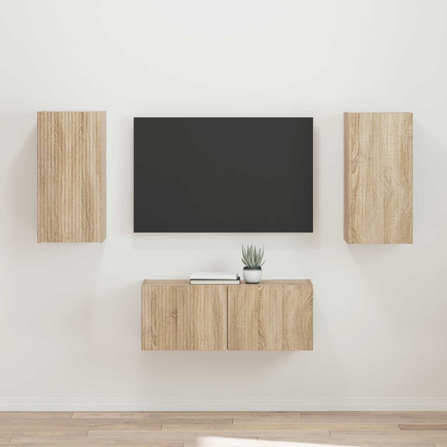 TV szekrény garnitúra 2 pcs Sonoma tölgy Szerelt Fa