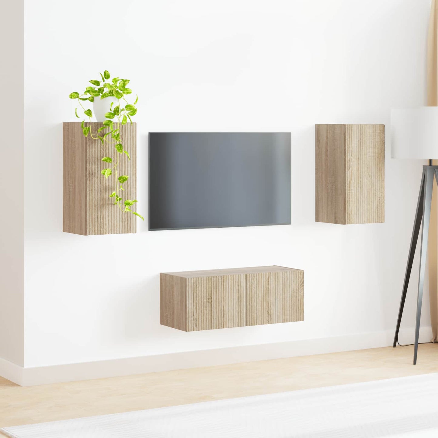 TV szekrény garnitúra 2 pcs Sonoma tölgy Szerelt Fa