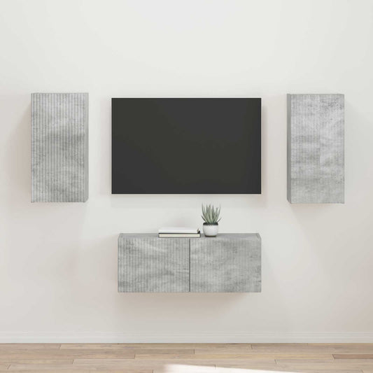 TV szekrény garnitúra 2 pcs Beton Szürke Faanyag