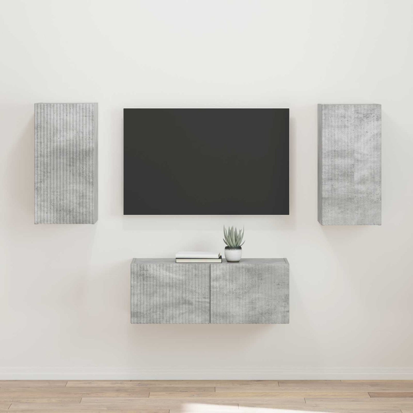 TV szekrény garnitúra 2 pcs Beton Szürke Szerelt Fa