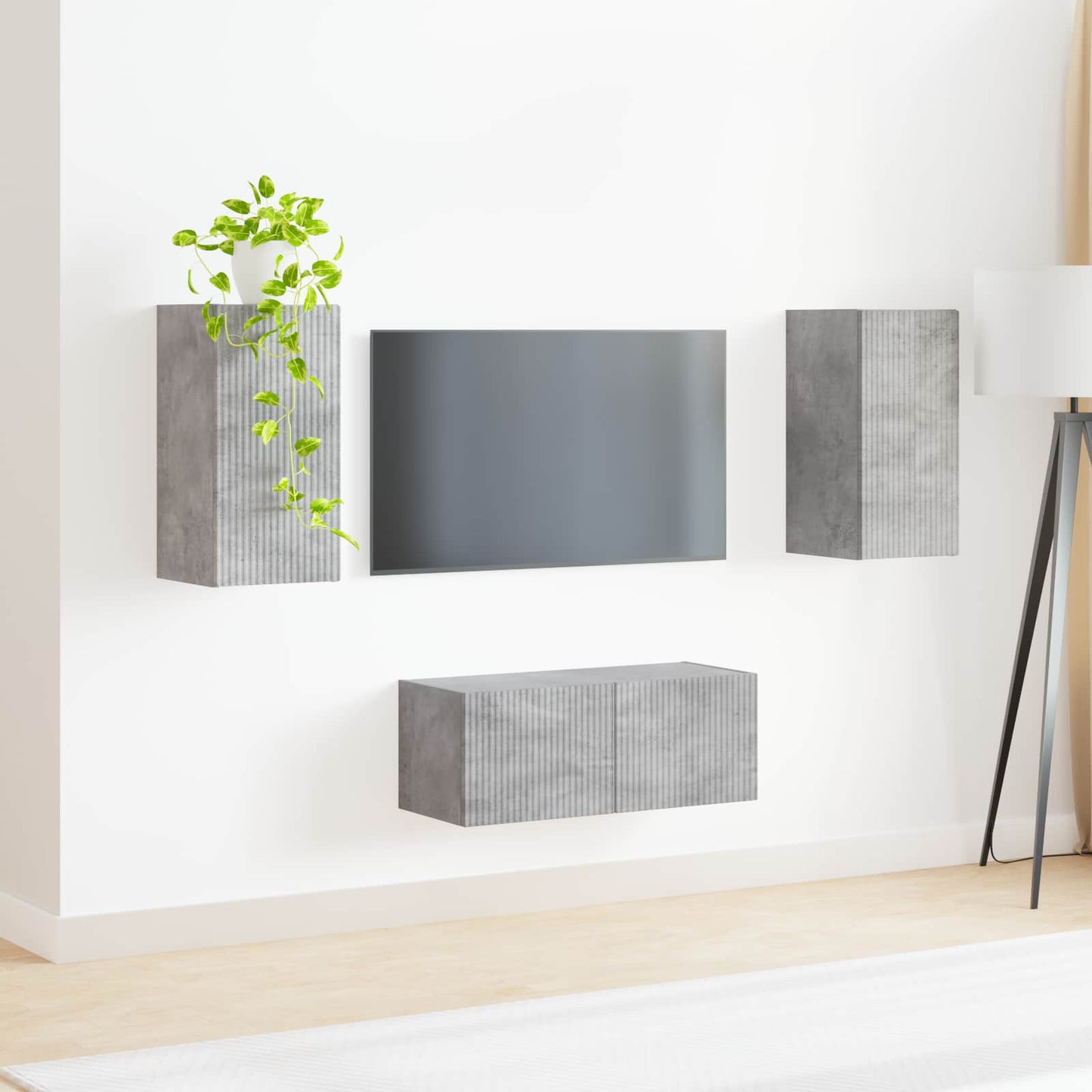 TV szekrény garnitúra 2 pcs Beton Szürke Szerelt Fa