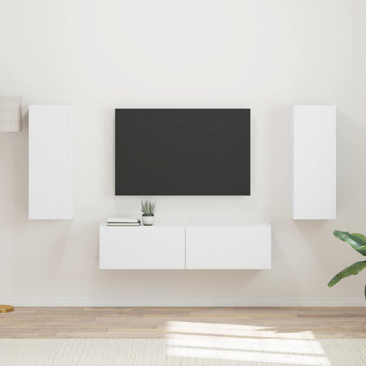 TV szekrény garnitúra Falra szerelhető 2 pcs Fehér Faanyag