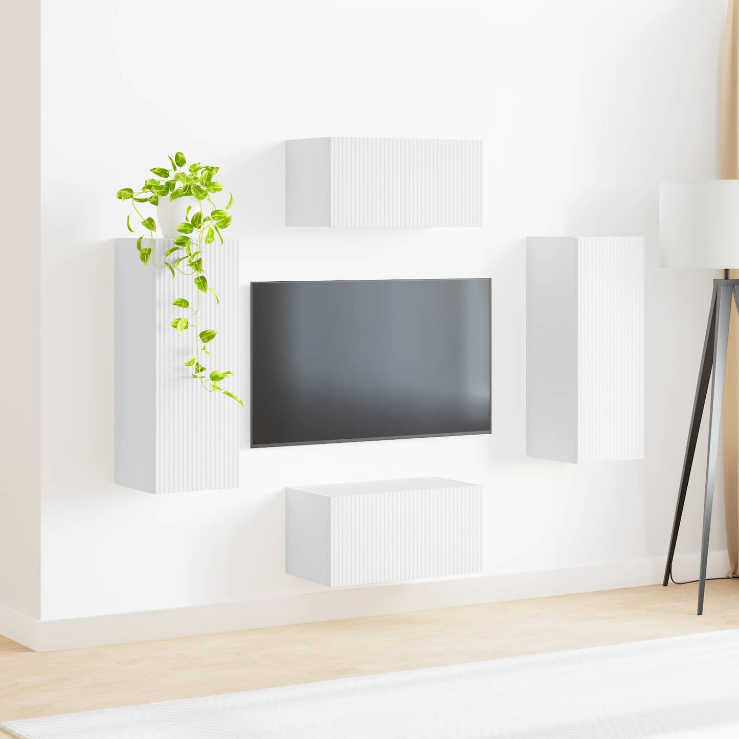 TV szekrény garnitúra 2 pcs Fehér Szerelt Fa