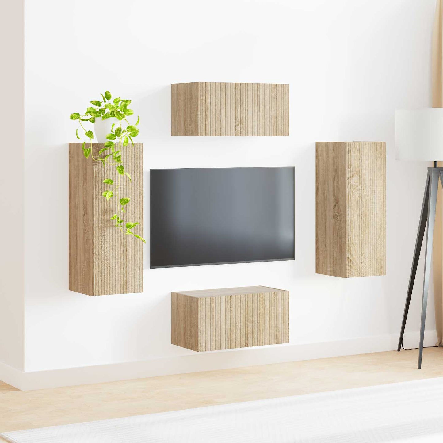 TV szekrény garnitúra 2 pcs Sonoma tölgy Szerelt Fa