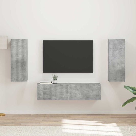 TV szekrény garnitúra 2 pcs Beton Szürke Faanyag