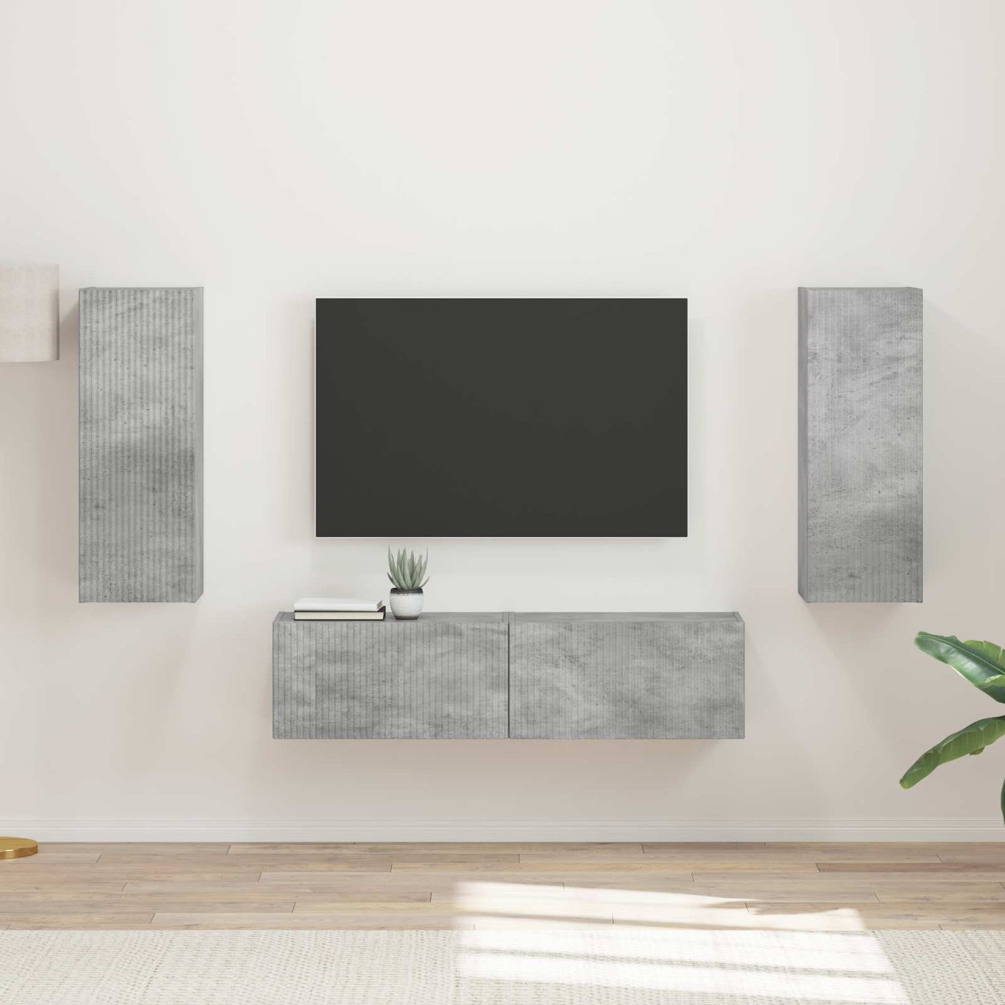 TV szekrény garnitúra 2 pcs Beton Szürke Szerelt Fa