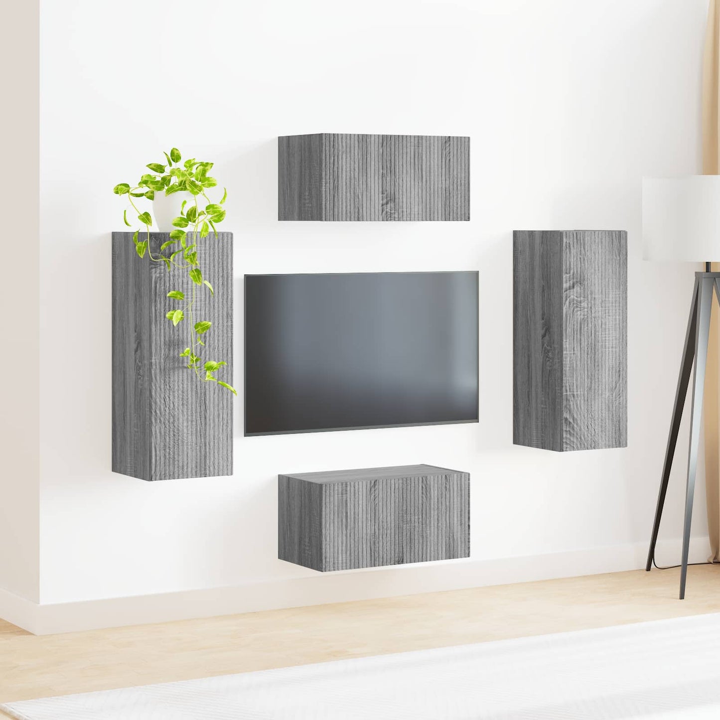 TV szekrény garnitúra 2 pcs Szürke Sonoma Faanyag