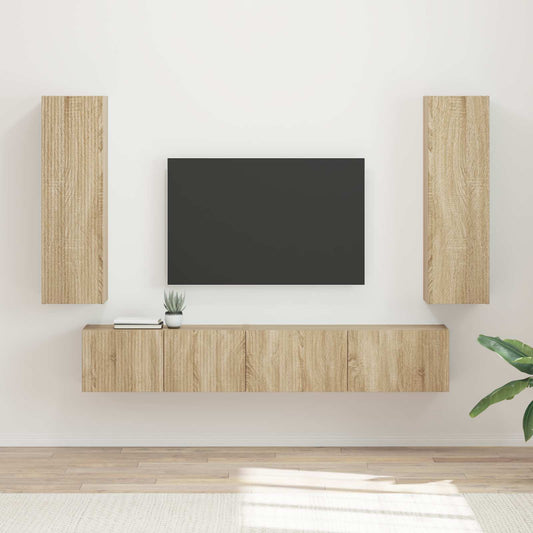 TV szekrény garnitúra 3 pcs Sonoma tölgy Faanyag