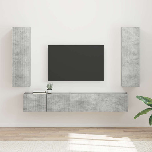 TV szekrény garnitúra 3 pcs Beton Szürke Faanyag