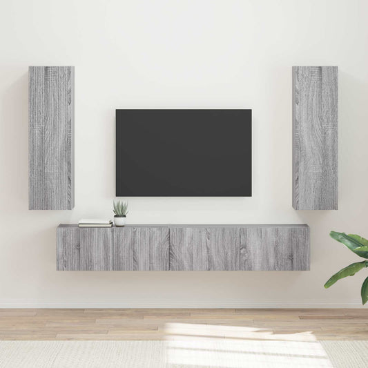 TV szekrény garnitúra 3 pcs Szürke Sonoma Faanyag