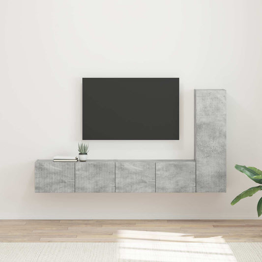 TV szekrény garnitúra 3 pcs Beton Szürke Faanyag
