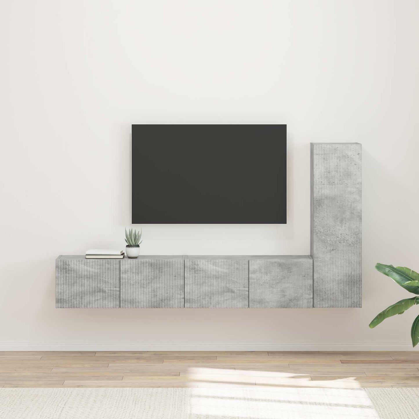 TV szekrény garnitúra 3 pcs Beton Szürke Szerelt Fa