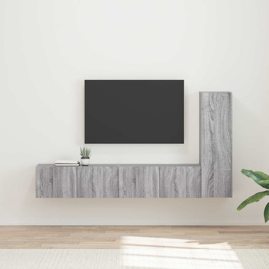 TV szekrény garnitúra 3 pcs Szürke Sonoma Faanyag