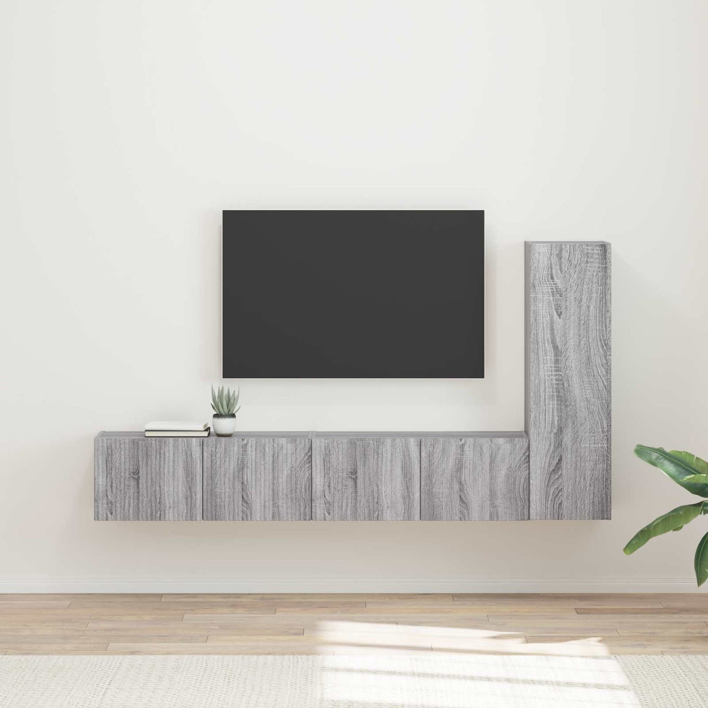 TV szekrény garnitúra 3 pcs Szürke Sonoma Faanyag