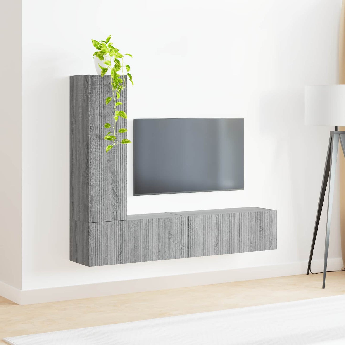 TV szekrény garnitúra 3 pcs Szürke Sonoma Faanyag