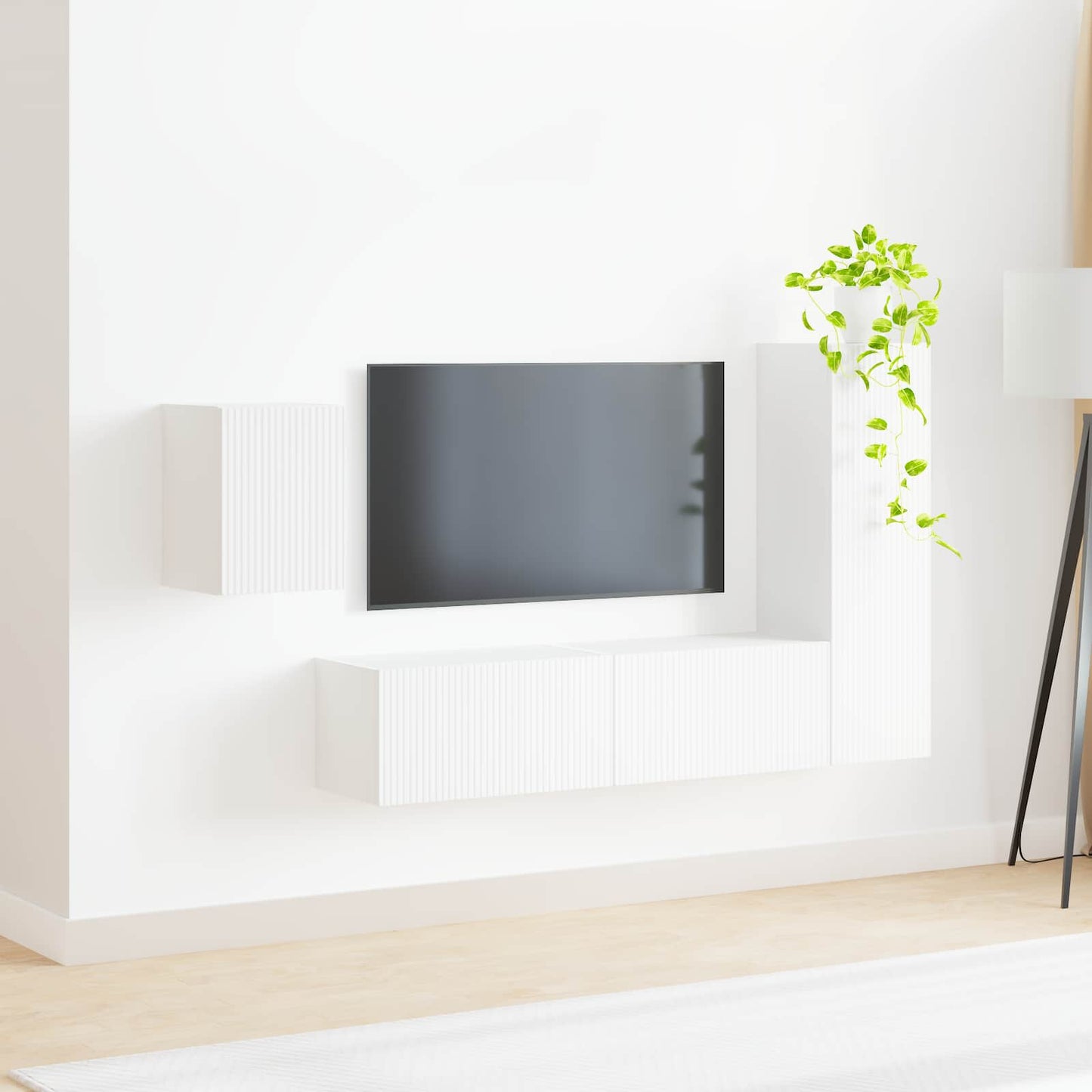 TV szekrény garnitúra 4 pcs Fehér Szerelt Fa