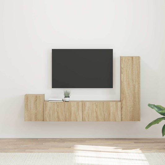 TV szekrény garnitúra 4 pcs Sonoma tölgy Faanyag