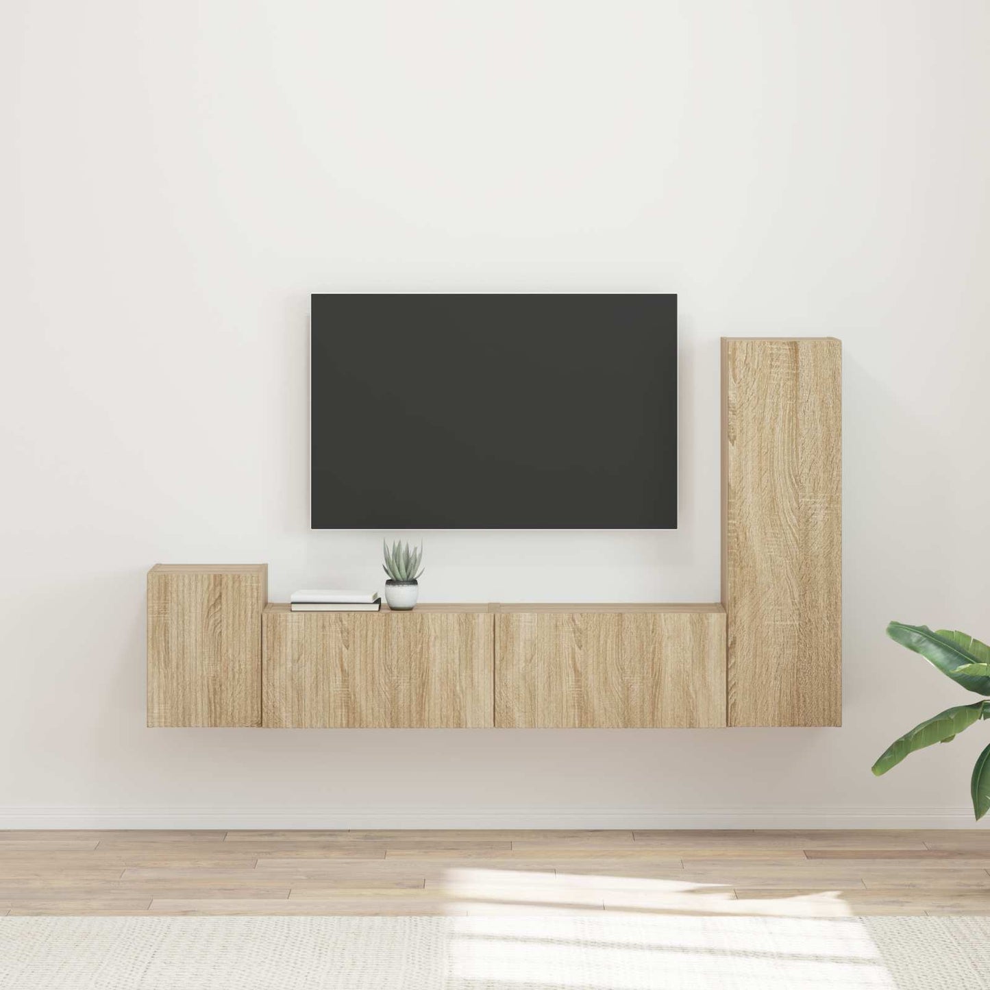 TV szekrény garnitúra 4 pcs Sonoma tölgy Szerelt Fa
