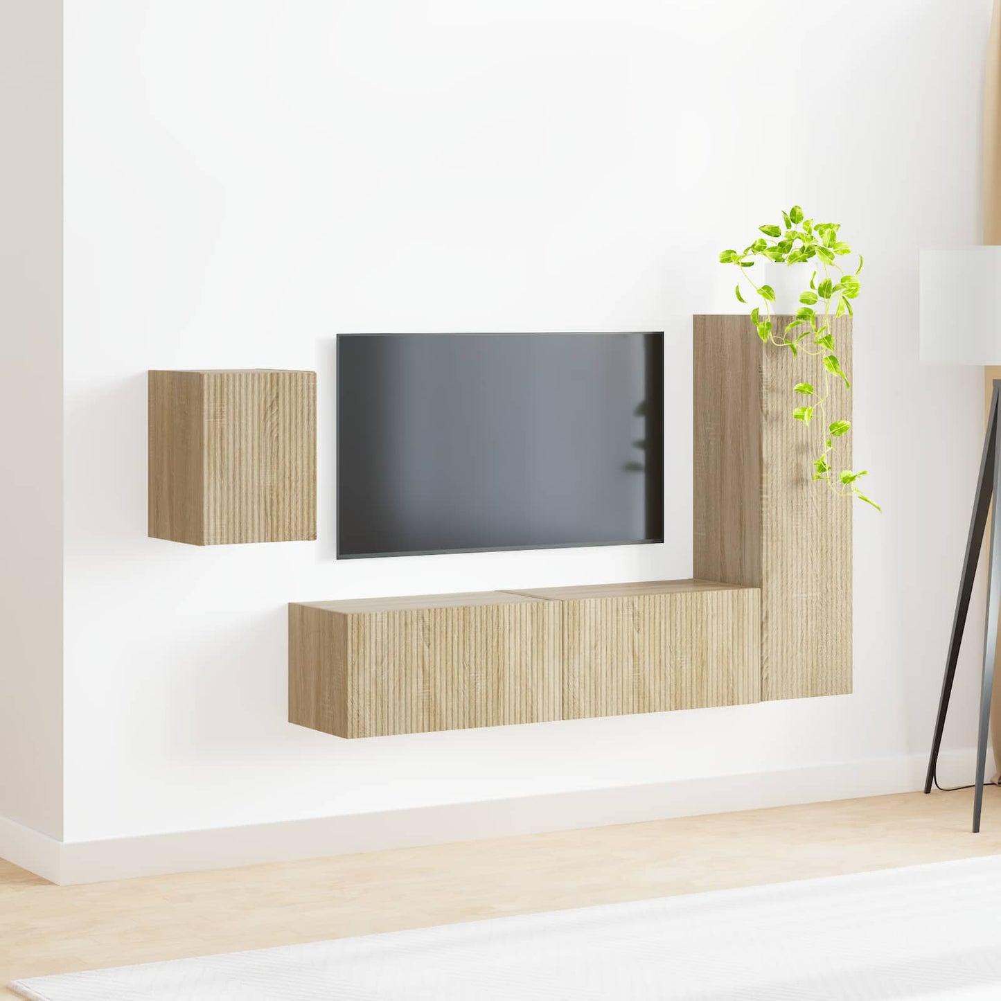 TV szekrény garnitúra 4 pcs Sonoma tölgy Szerelt Fa