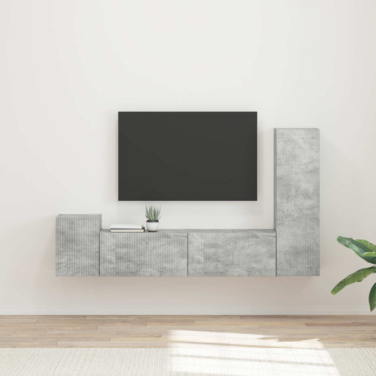 TV szekrény garnitúra 4 pcs Beton Szürke Faanyag