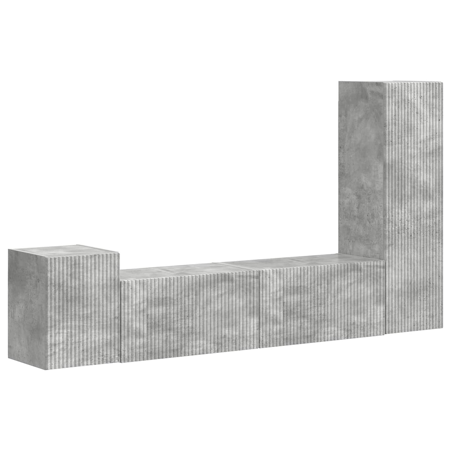 TV szekrény garnitúra 4 pcs Beton Szürke Szerelt Fa