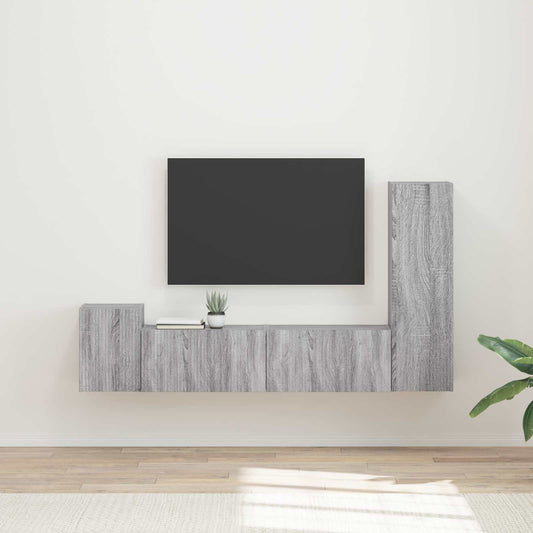 TV szekrény garnitúra 4 pcs Szürke Sonoma Faanyag