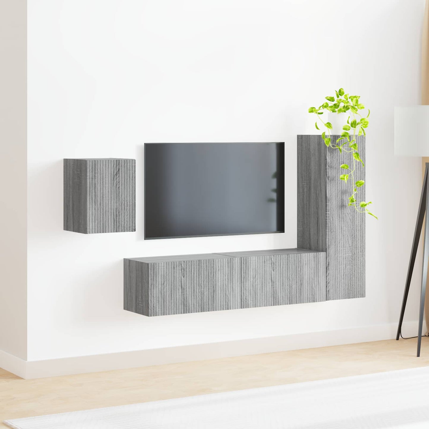 TV szekrény garnitúra 4 pcs Szürke Sonoma Faanyag