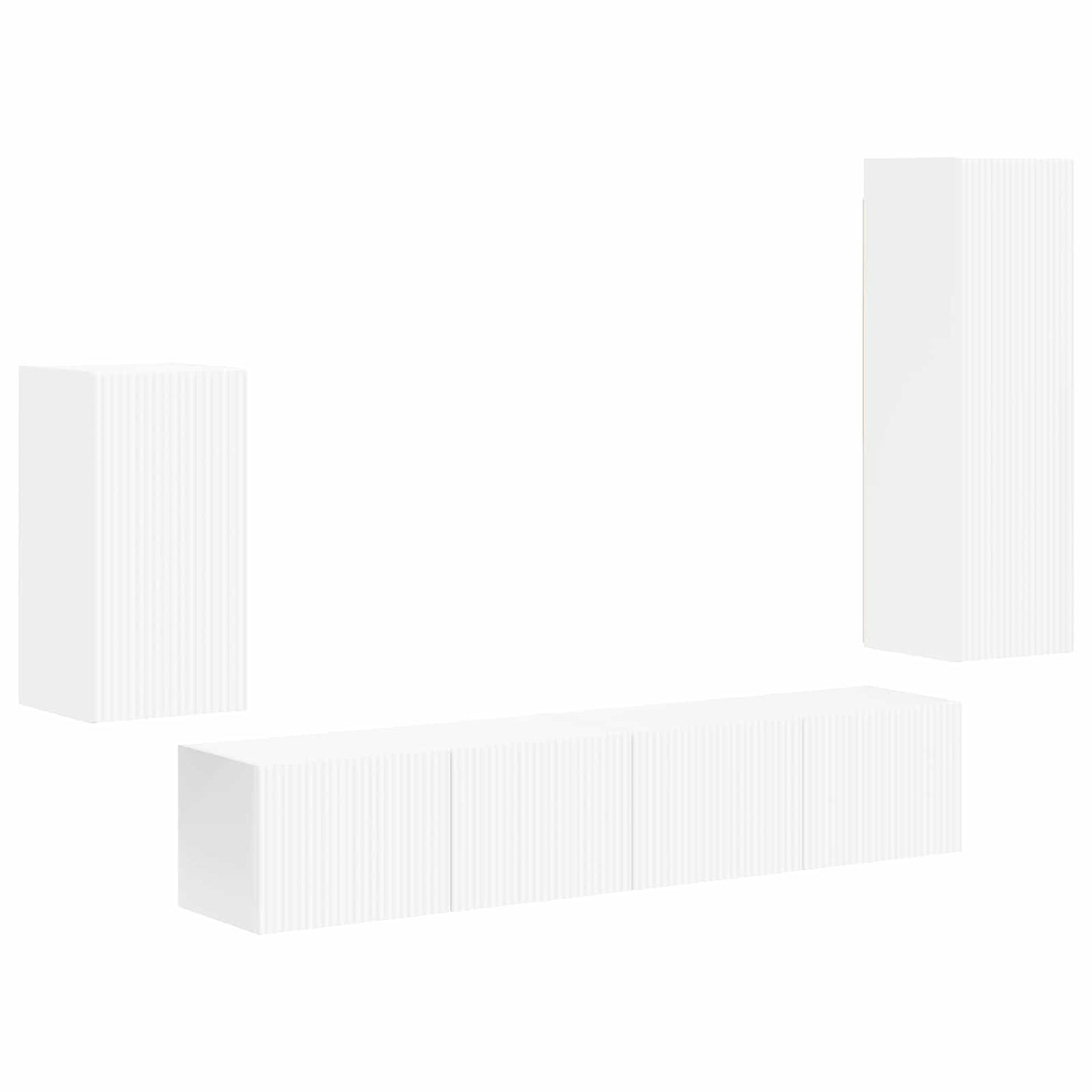 TV szekrény garnitúra Falra szerelhető 4 pcs Fehér Faanyag