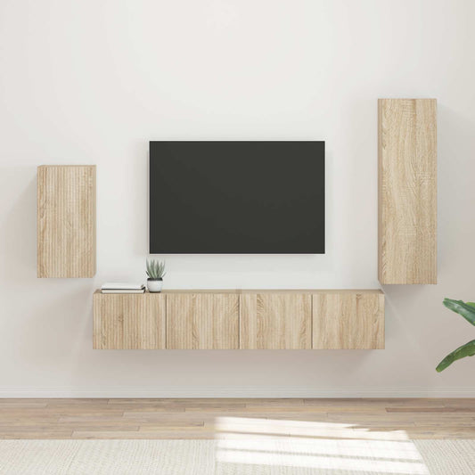 TV szekrény garnitúra 4 pcs Sonoma tölgy Faanyag