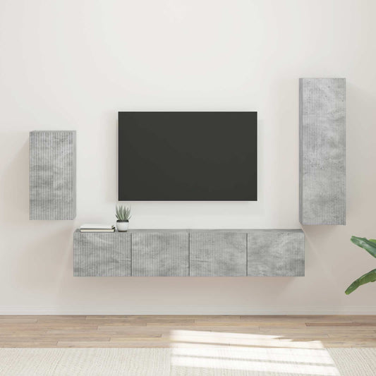 TV szekrény garnitúra 4 pcs Beton Szürke Faanyag