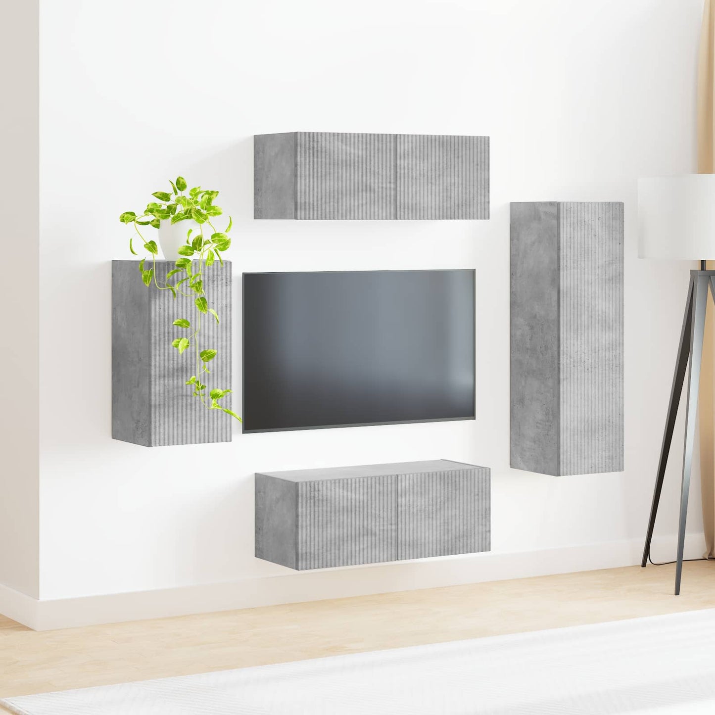 TV szekrény garnitúra 4 pcs Beton Szürke Faanyag