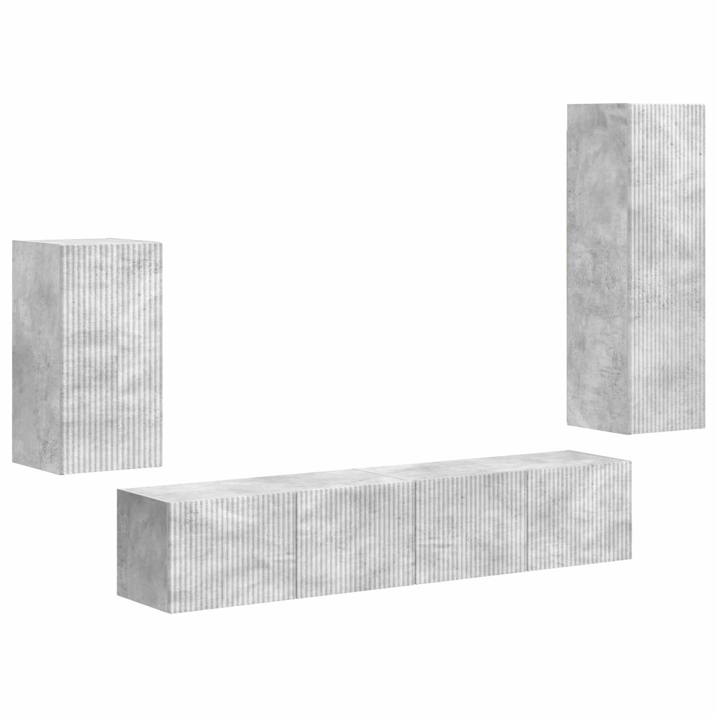 TV szekrény garnitúra 4 pcs Beton Szürke Faanyag