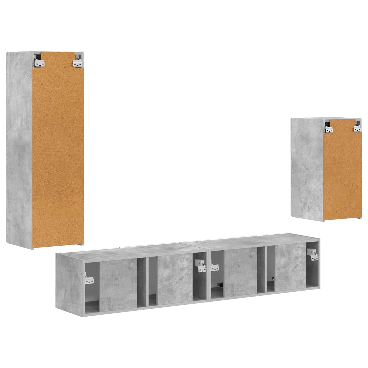 TV szekrény garnitúra 4 pcs Beton Szürke Faanyag