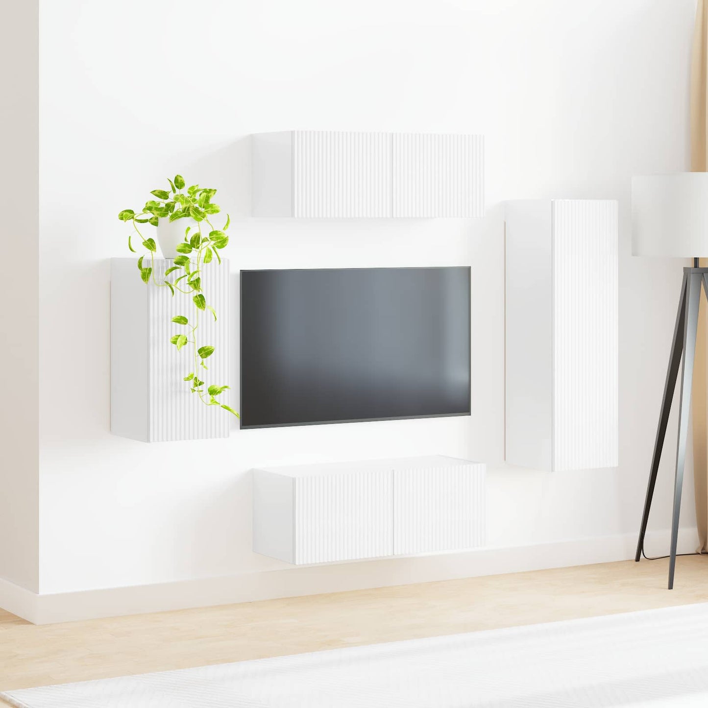 TV szekrény garnitúra 4 pcs Magas Fényű Fehér Szerelt Fa
