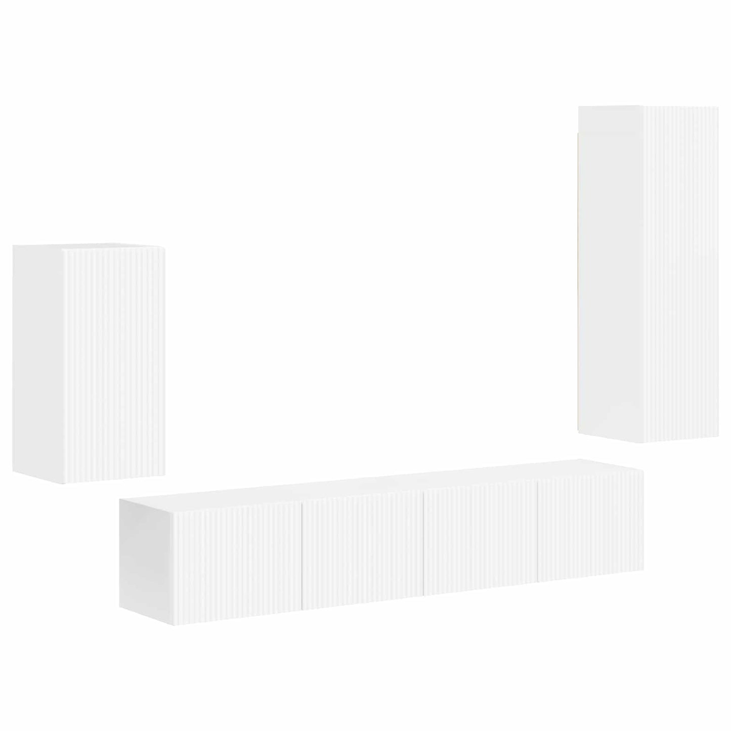 TV szekrény garnitúra 4 pcs Magas Fényű Fehér Szerelt Fa