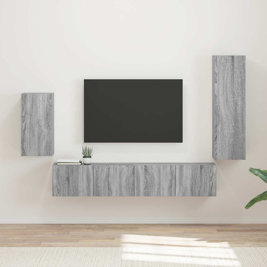 TV szekrény garnitúra 4 pcs Szürke Sonoma Faanyag