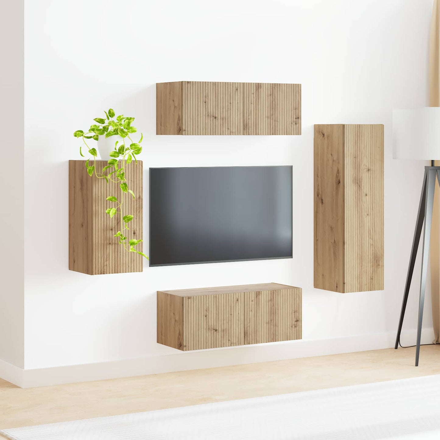 TV szekrény garnitúra 4 pcs Artisan tölgy Szerelt Fa