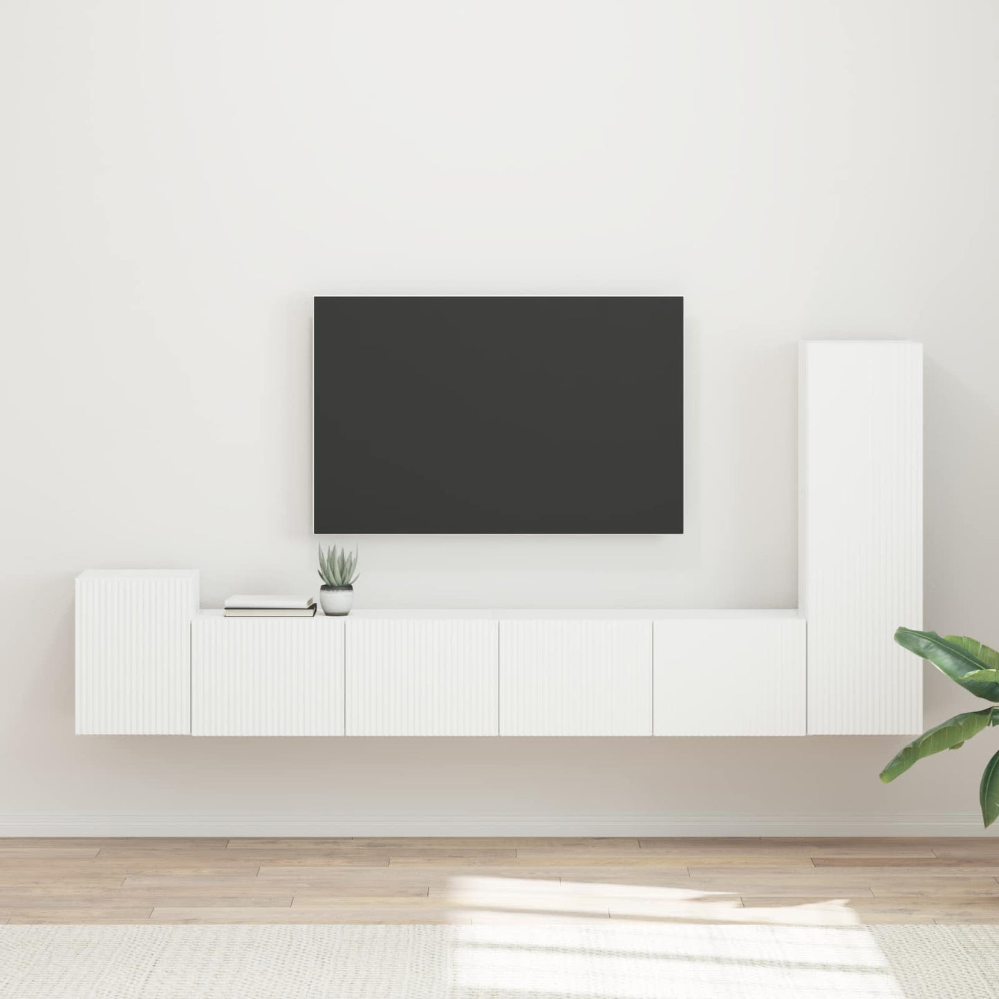 TV szekrény garnitúra 3 pcs Fehér Szerelt Fa