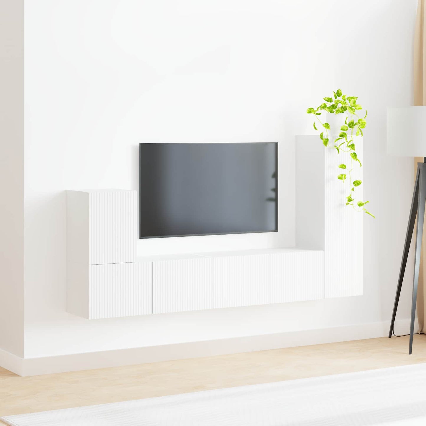 TV szekrény garnitúra 3 pcs Fehér Szerelt Fa