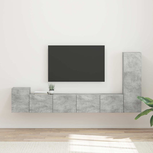 TV szekrény garnitúra 3 pcs Beton Szürke Faanyag