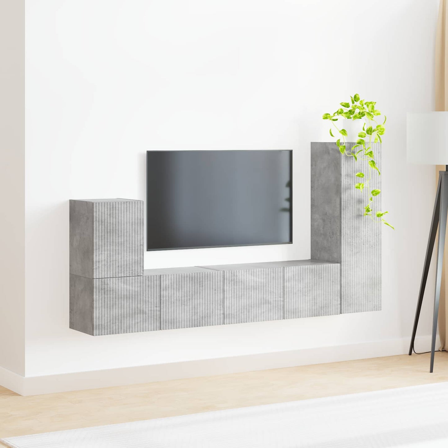 TV szekrény garnitúra 3 pcs Beton Szürke Szerelt Fa