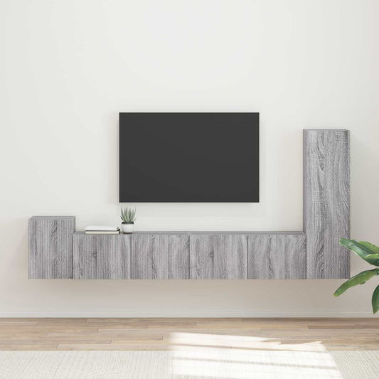 TV szekrény garnitúra 3 pcs Szürke Sonoma Faanyag